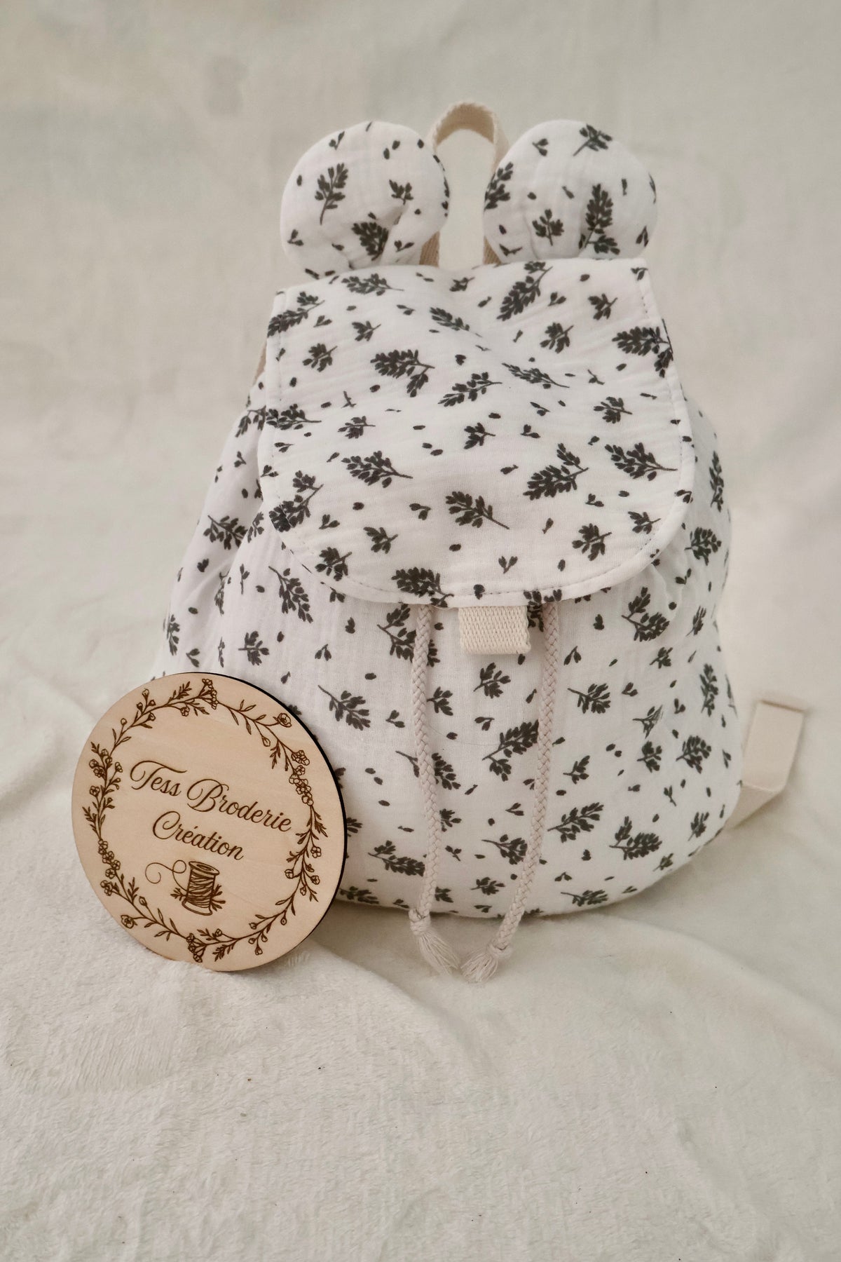 Sac à dos oreilles motifs feuilles personnalisé